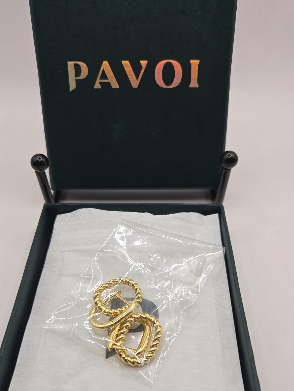 NEW PAVOI Gold Twisted Hoop Earrings